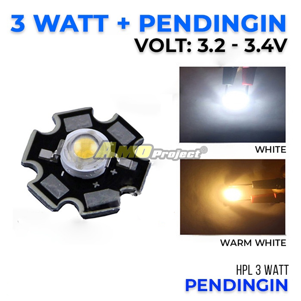 Led HPL 3 Watt Lampu 3W + Heatsink Pendingin Kualitas Grade A