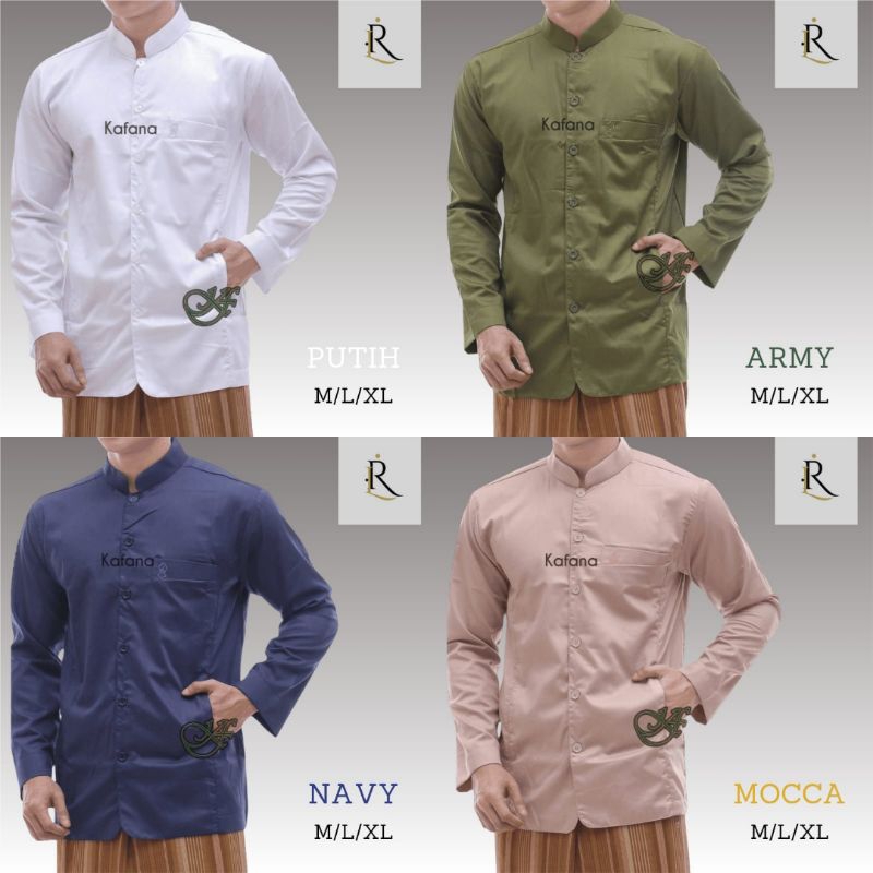 Koko Alkafi Kafana Luwes Model AmmuPolos Lengan Panjang Murah Baju Muslim Taqwa Saku Samping | Koko 