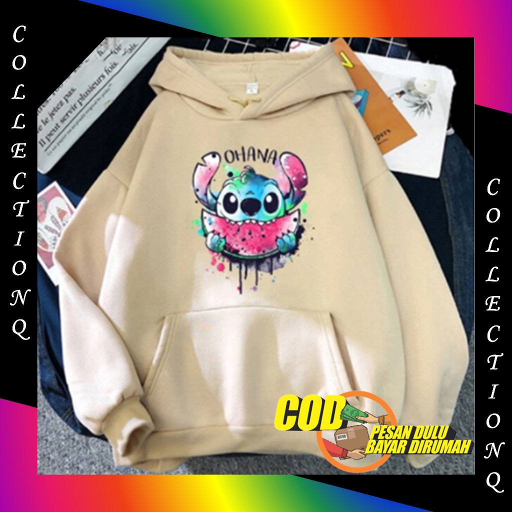 Sweater Hoodie Basic Cream Anime Stitch Wanita Switer Hodie Cute Cewek Sewiter Hudy Lucu Perempuan S