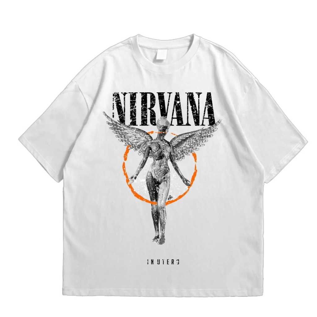 Baju Kaos Pull&Bear Oversize Nirvana In Utero Back Print - T Shirt Band Vintage Nirvana Back Print O
