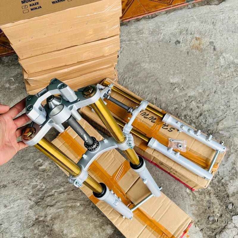 Shock depan ninja rr merek showa pnp cb gl mp tiger shock ninja as gold bottom silver raiser model c
