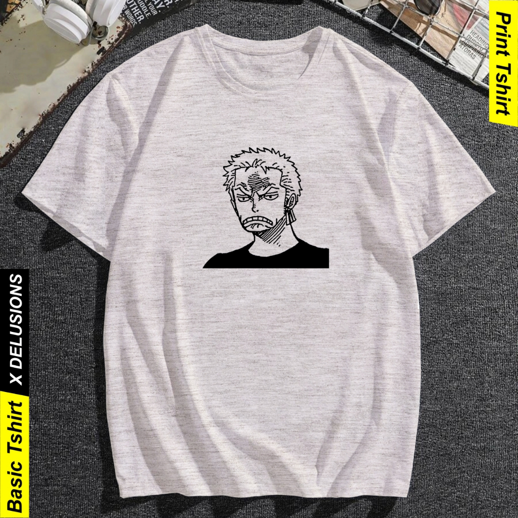Kaos Baju Distro Pria Zoro One Piece Anime Jepang Streetwear Oversize Unisex Vintage Tee Onepiece