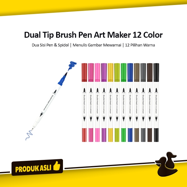 

Dual Tip Brush Drawing Pen Spidol Warna Dua Sisi Tulis Gambar Mewarnai