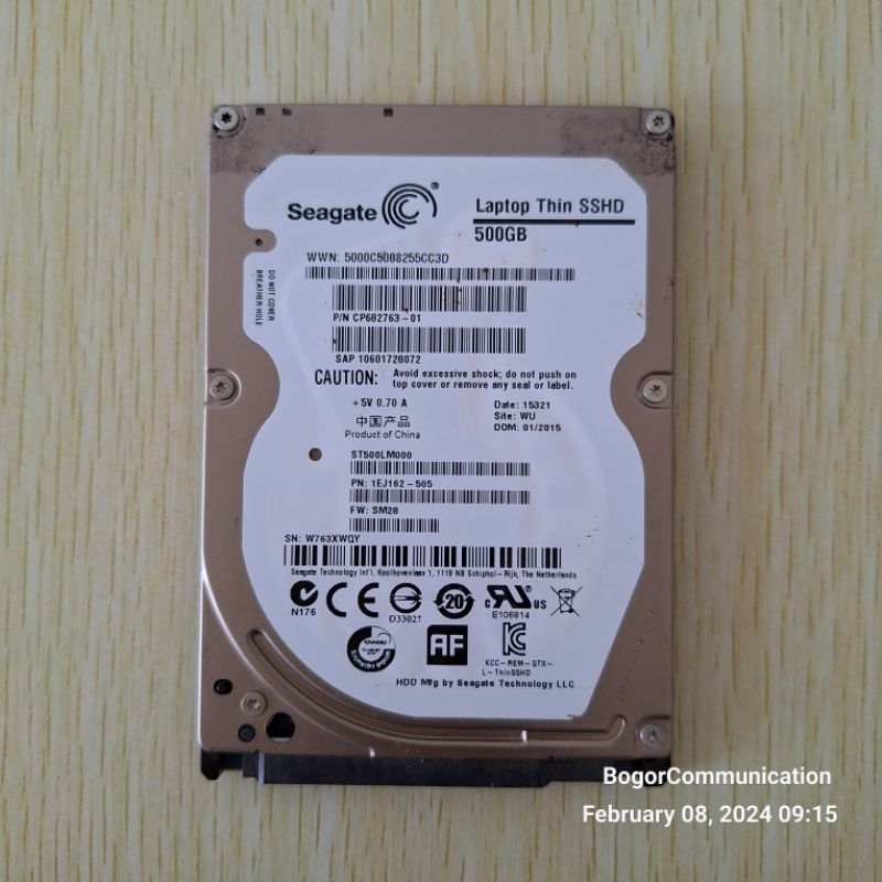 Hard Disk Laptop Seagate SSHD 500GB 2.5 HDD Sentinel Health 100%