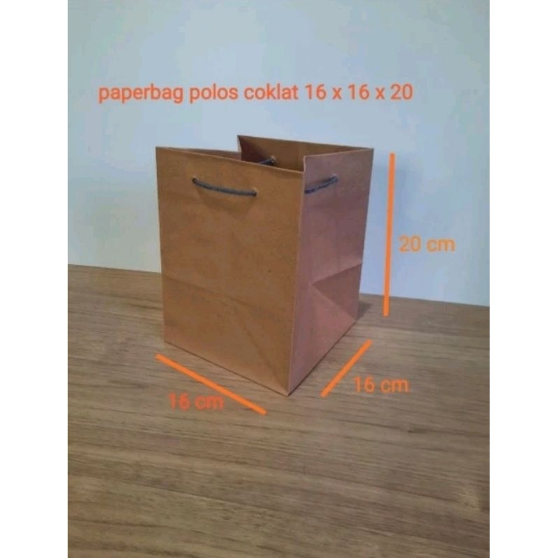 

paper bag polos coklat 16x16