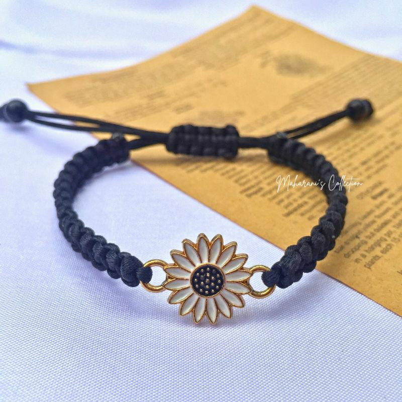 Gelang manik manik serut hitam | gelang manik serut simple hitam manik bunga | gelang manik manik ch