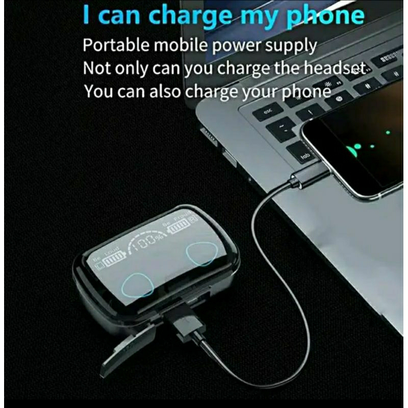 HEADSET BLUETOOTH WIRELESS M10 TWS + POWERBANK 3500 MAH