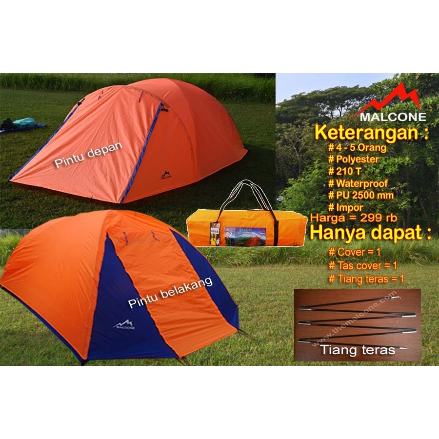 Cover tenda dome 4-5 org Avanger Malcone bahan Polyester 210T PU 2500 mm include frame teras