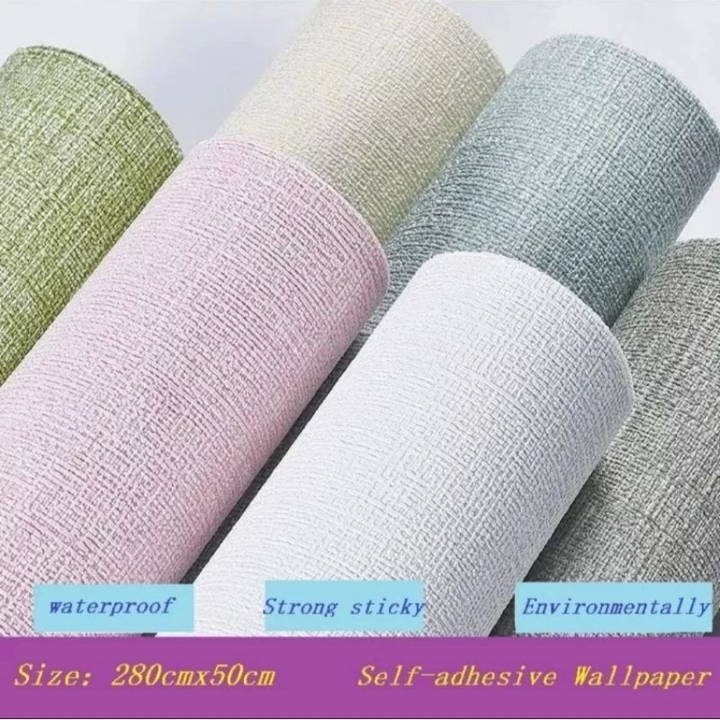 WALLPAPER LINEN ROLL ALUMINIUM FOIL WALLPAPER DINDING FOAM 50x280CM