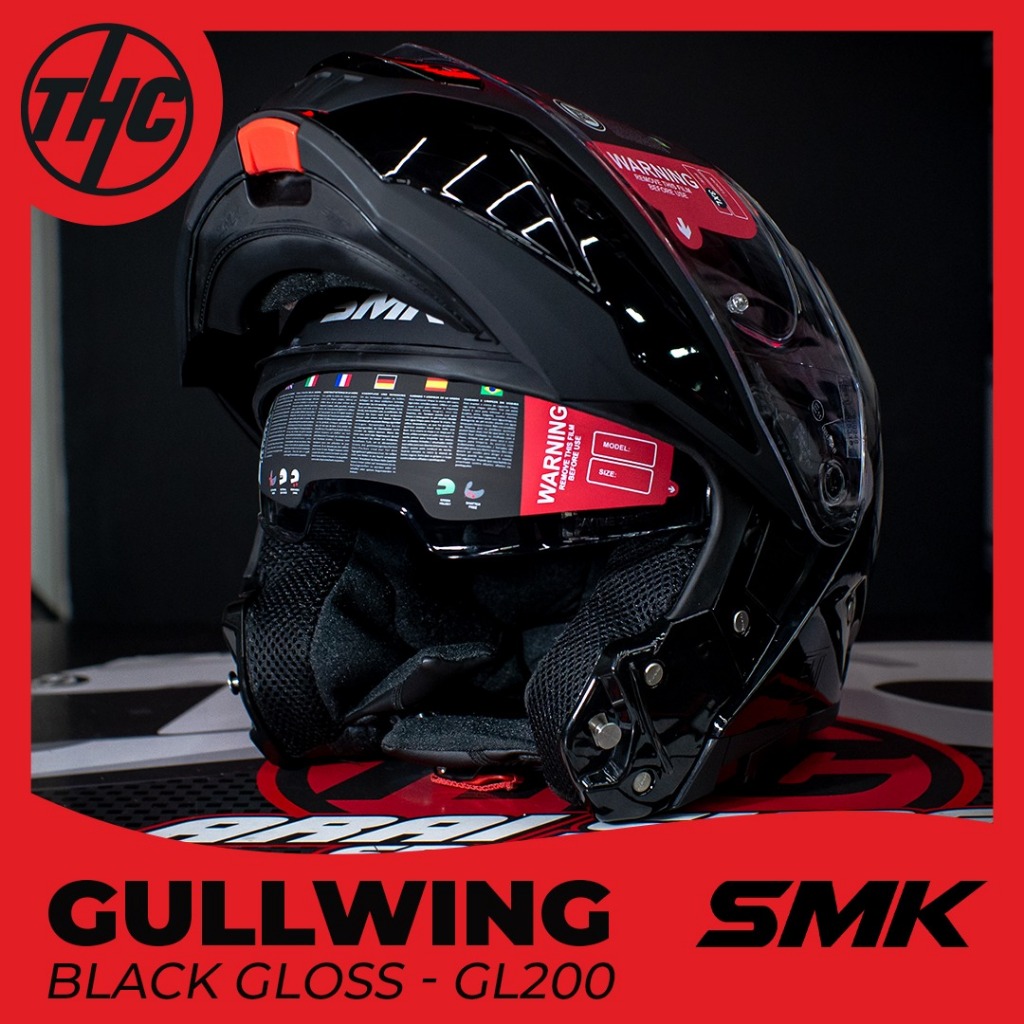 HELM SMK GULLWING BLACK GLOSSY FLIP UP HELMET SMK