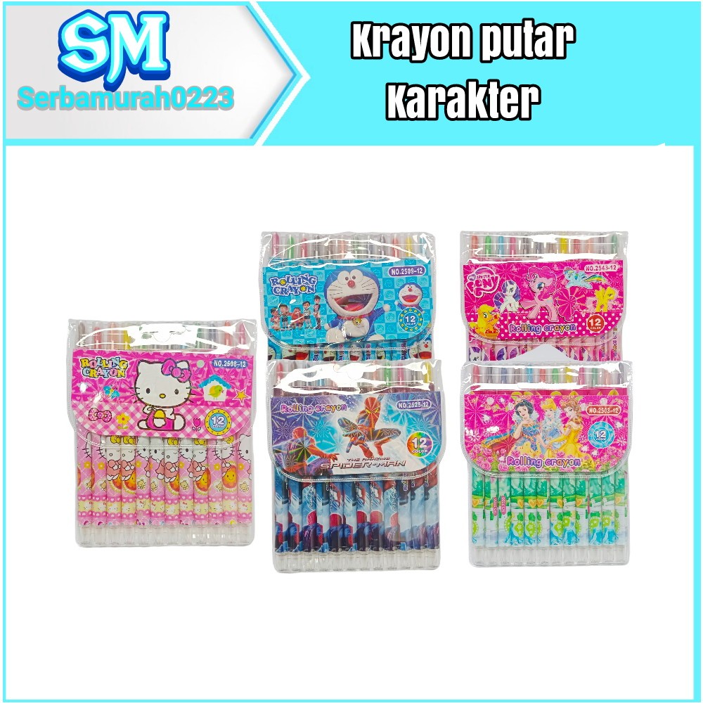 

krayon putar 12 warna rolling crayon karakter