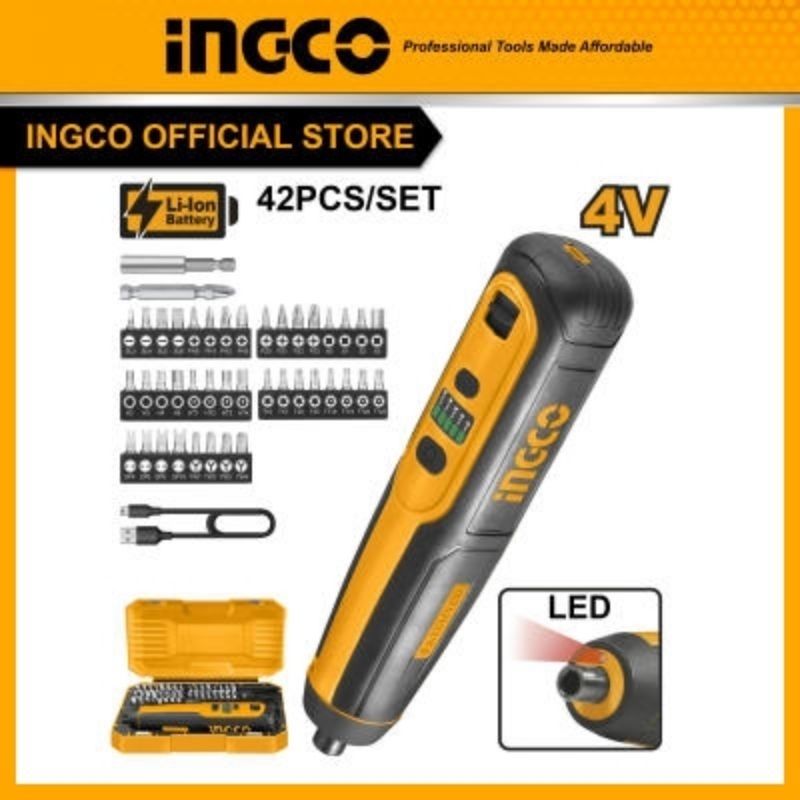 Ingco Screwdriver cordless mesin obeng elektrik 4v