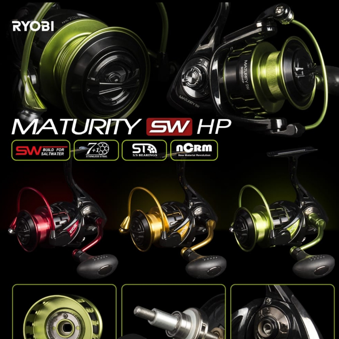 Reel Ryobi Maturity Sw 1000/2000/3000/4000/6000/8000 Power Handle-Green Colour