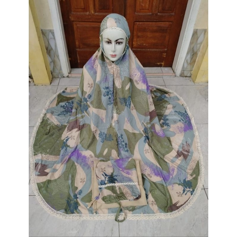 mukena 2in1 polo rayon motif cantik | mukena dewasa rayon motif | mukena jumbo rayon motif terbaru