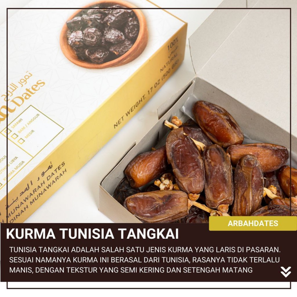 

(Samni Store) Kurma Tunisia Tangkai Abahdates 1 KG / 500gram / 250gram / 100gram