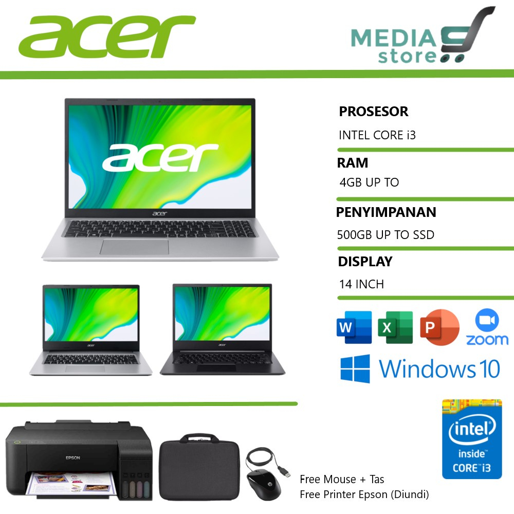 LAPTOP ACER 14 INTEL CORE i3 RAM 8GB / HDD 1TB / WINDOWS 10/ laptop murah