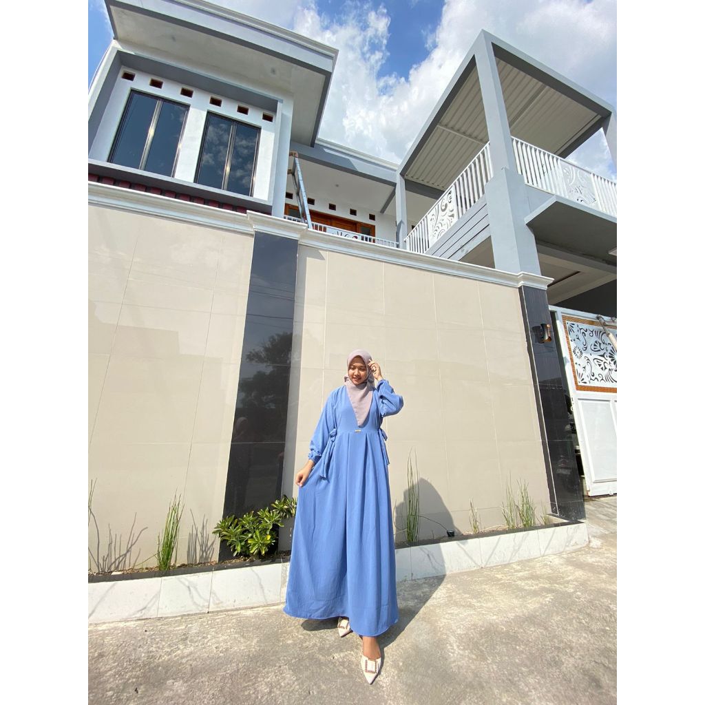GAMIS NIKITA CRINKLE AIRFLOW TERBARU LD 110CM PB 130-DUSTY BLUE