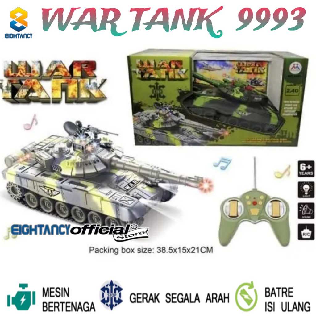 8T RC Tank 9993 Mobil Remote Control WAR TANK BAJA 2.4GHz Pengendali Jarak Jauh TANK BATTLE