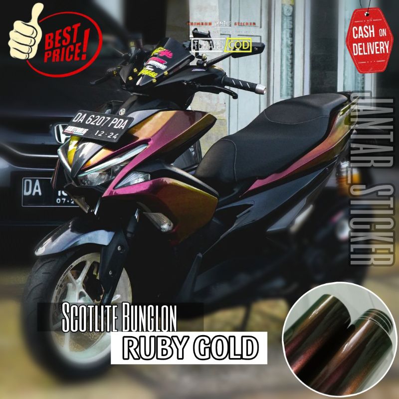 Sticker Scotlite Bunglon Ruby Gold Lebar 50 cm Stiker Skotlet Motor Bunglon Gold Scotlet Ungu Lembay