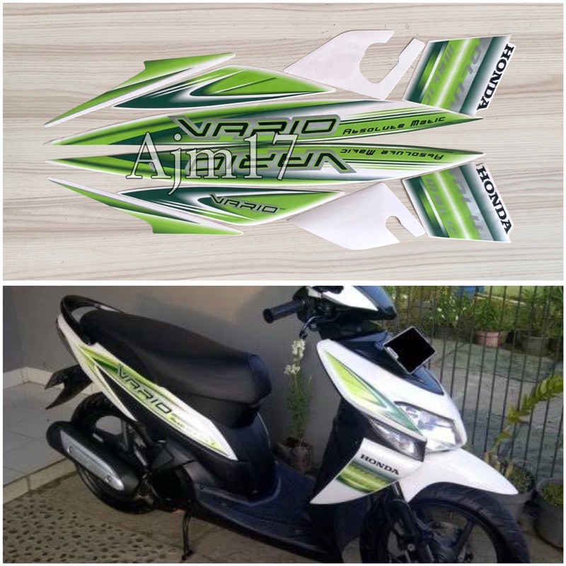 STIKER STRIPING MOTOR VARIO 2007 2008 110 PUTIH HIJAU