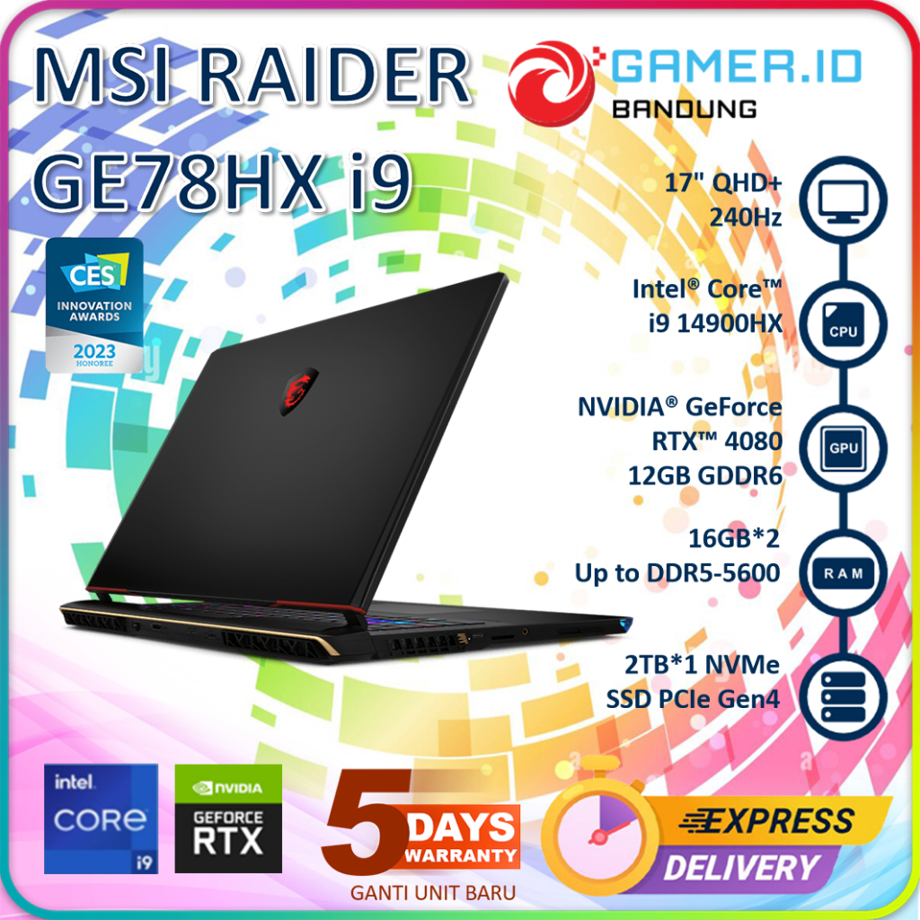 MSI RAIDER GE78HX I9 14900HX RTX4080 32GB 2TB 17.0QHD+240HZ
