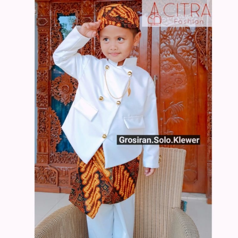 DI JAMIN 100% REALPICT / SETELAN BASOFI ANAK BATIK COKLAT(BLANGKON)