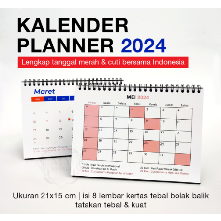 

Kalender meja duduk Calendar Planner 2024 Agenda Lengkap tanggal merah cuti Indonesia 4.9 30 Penila