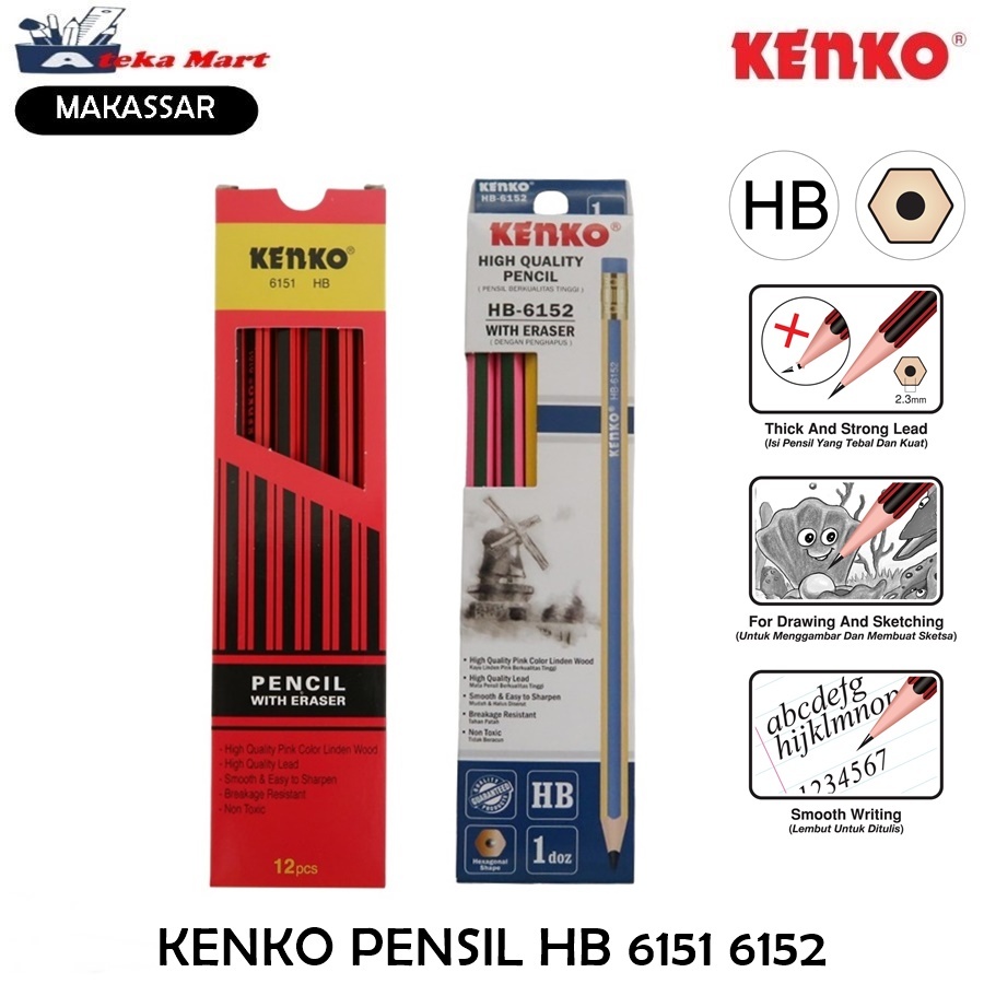 

[BOX/12PCS] KENKO PENCIL HB-6151 HB-6152