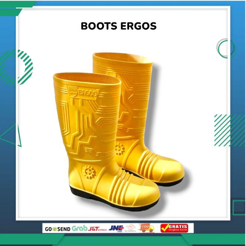 SEPATU SAFETY BOOT ERGOS YELLOW PVC SAFETY BOOTS WITH TOE CAP