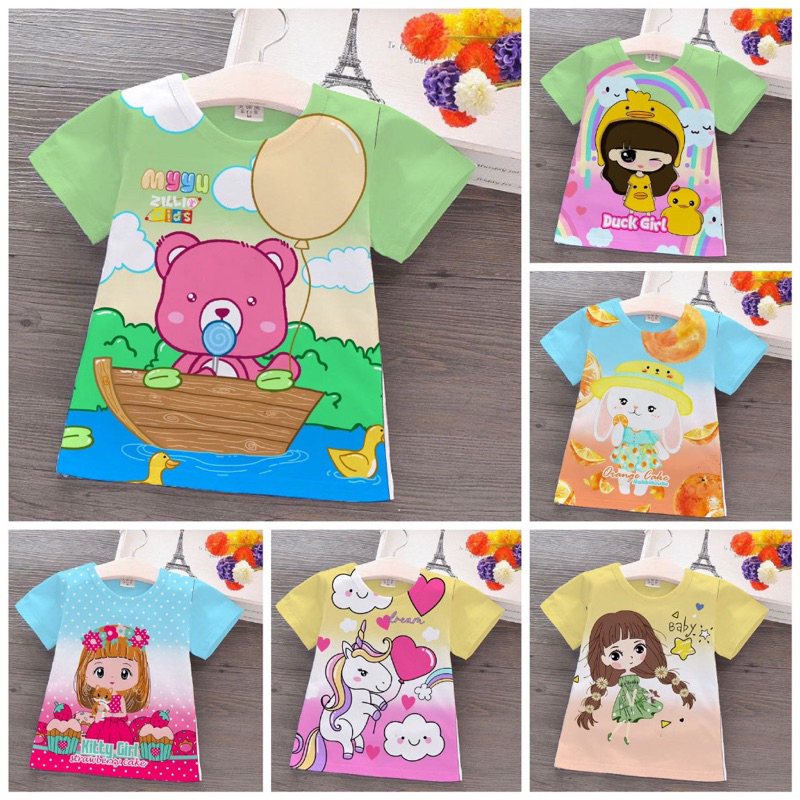 KAOS ATASAN ANAK PEREMPUAN USIA2-9THN BAHAN KATUN