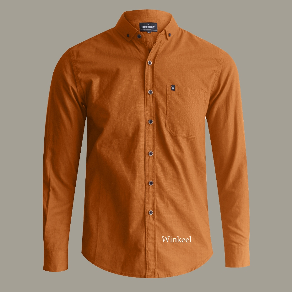 Winkeel kemeja mustard pria kemeja polos pria mustard Basic Baju Kemeja Pria Kasual