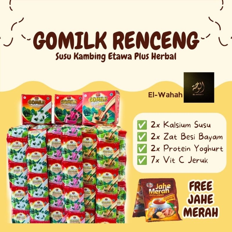 

Gomilk Renteng Kemasan Sachet Susu Kambing Etawa Herbal Penambah Nafsu Makan