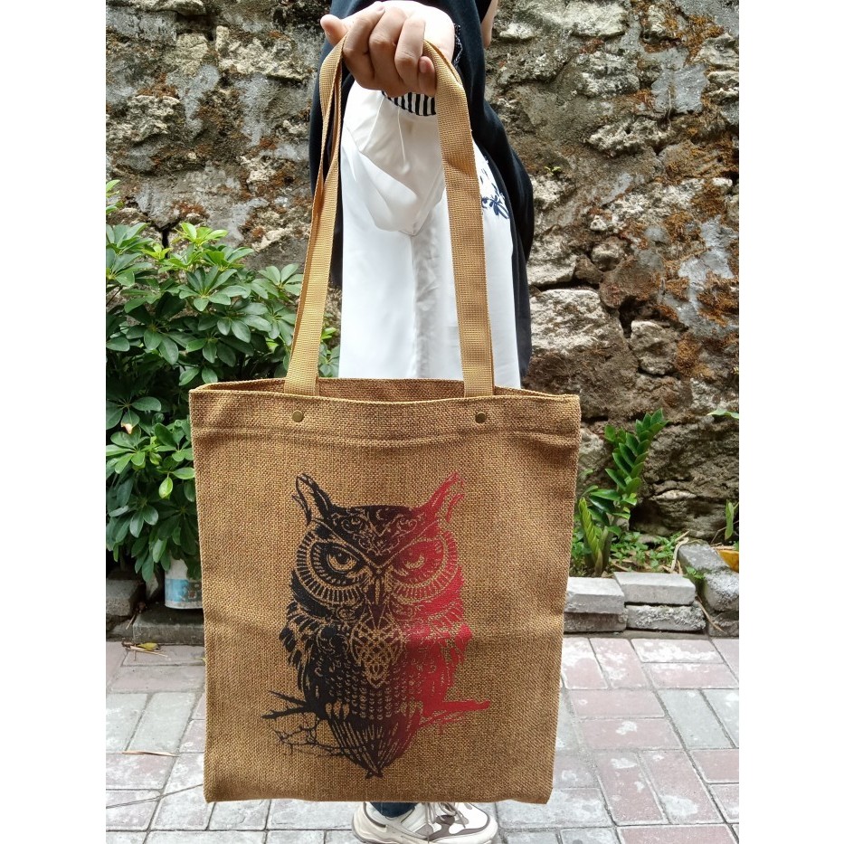TOTE BAG TAS PARCEL LEBARAN BAHAN KANVAS GONI KHAS JOGJA UNIK ELEGAN RANDOM