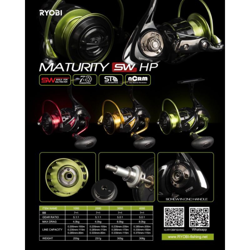 Reel Ryobi Maturity Sw 1000/2000/3000/4000/5000/6000/8000