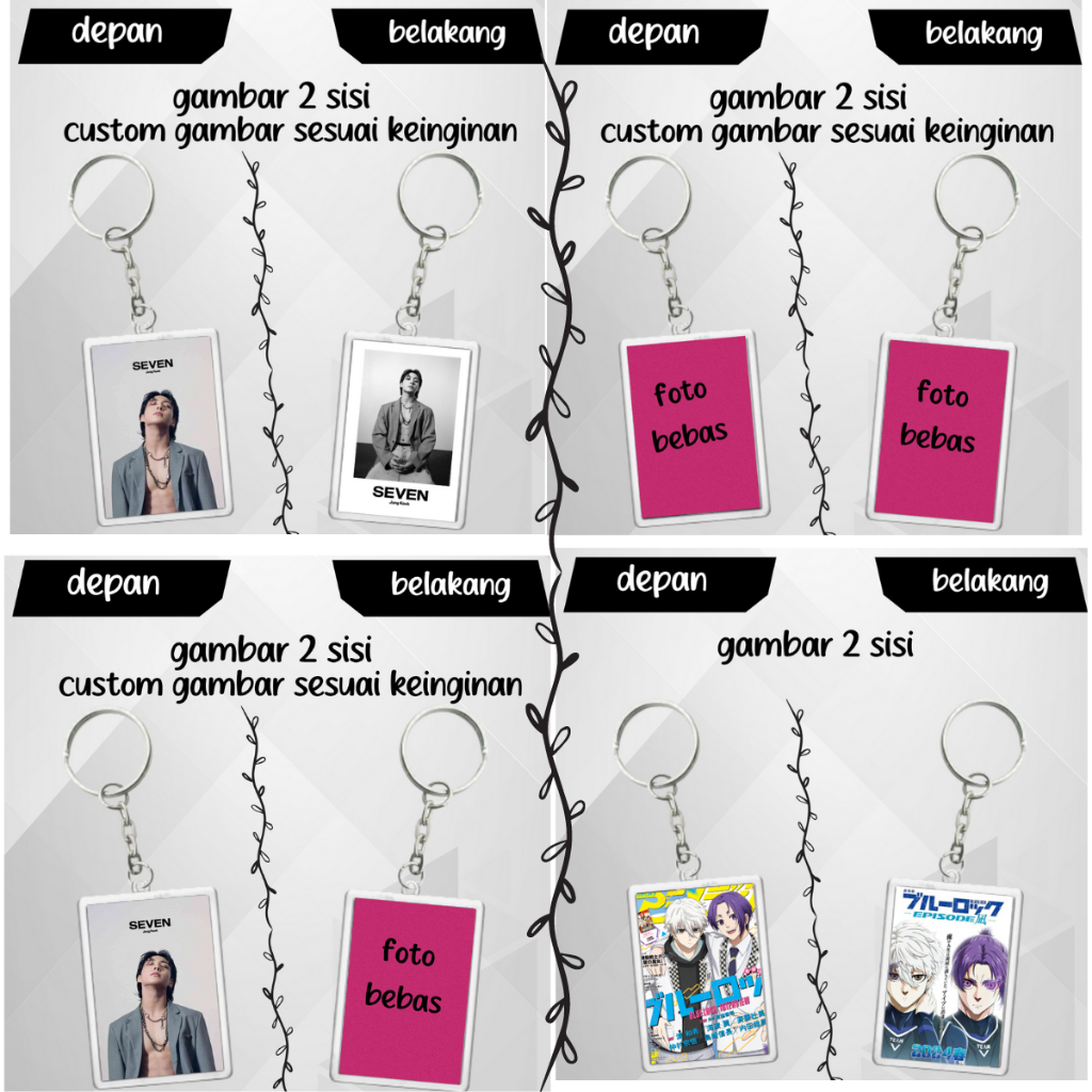 GANTUNGAN KUNCI AKRILIK INSERT PAPER / GANCI INSERT PAPER /CUSTOM SESUAI KEINGINAN