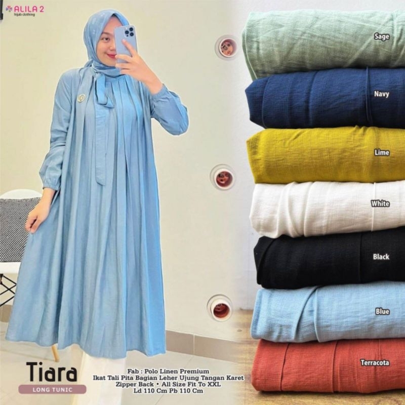 ATASAN TUNIK JUMBO/TIARA/BLOUSE LONG TUNIK WANITA POLO LINEN JUMBO LD 110 CM FIT XXL