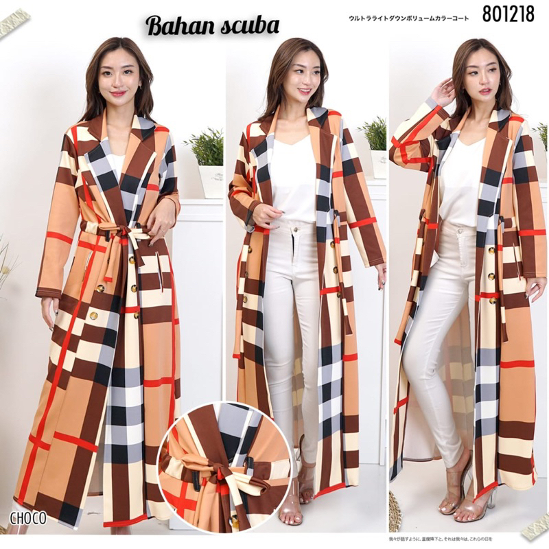 LONG BLAZER PANJANG SCUBA MOTIF PREMIUM / BLAZER PANJANG WANITA KEKINIAN