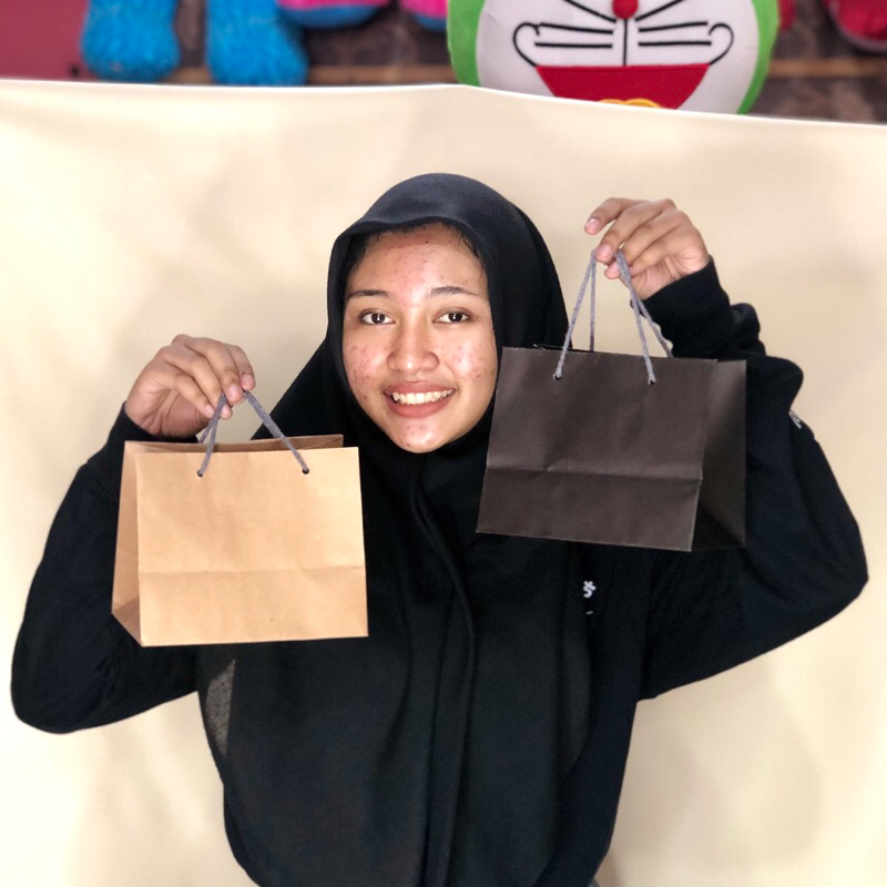 

Tas Kado Paperbag mini Paper Bag Lucu coklat hitam polos handbag party kuy