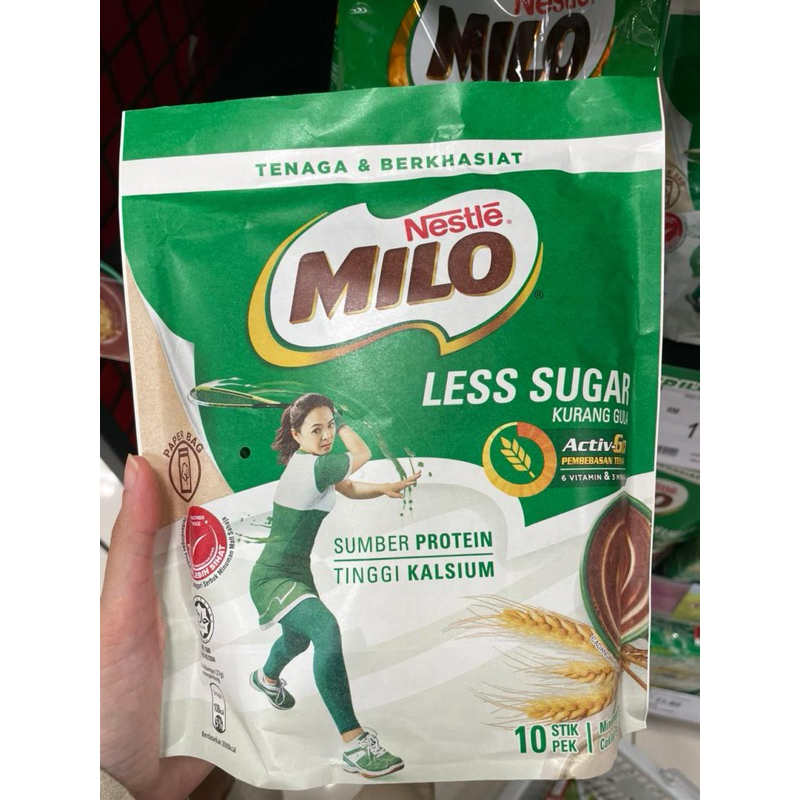 

milo less sugar 1 bungkus isi 10 sachet malaysia