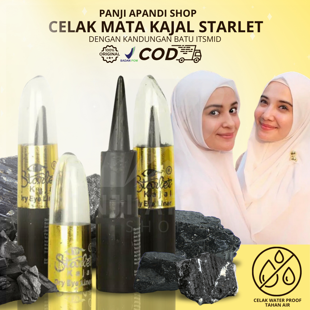 Celak Mata Starlet Kajal Arab Original BPOM Waterproof Tahan Lama Dry Eyeliner Hitam Pekat ASLI