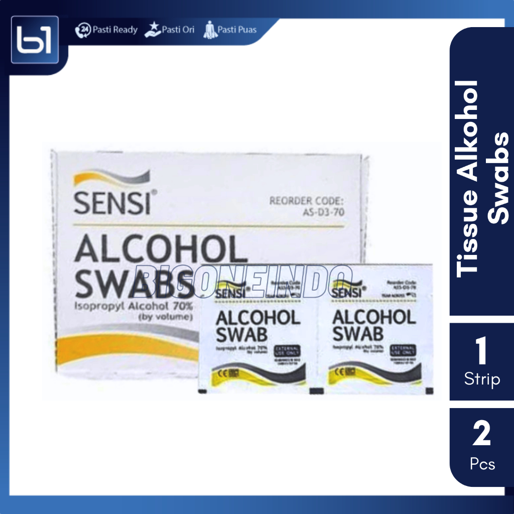 SENSI Alcohol Swab Satuan, Tissue Basah Eceran Alkohol 70% Kemenkes,  Tisu Medis Sensi Pads, Sensi S