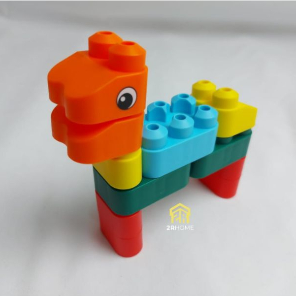 Mainan Edukasi Balok Plastik Susun Hewan Kids Block Animal Bricks 4in1 5in1