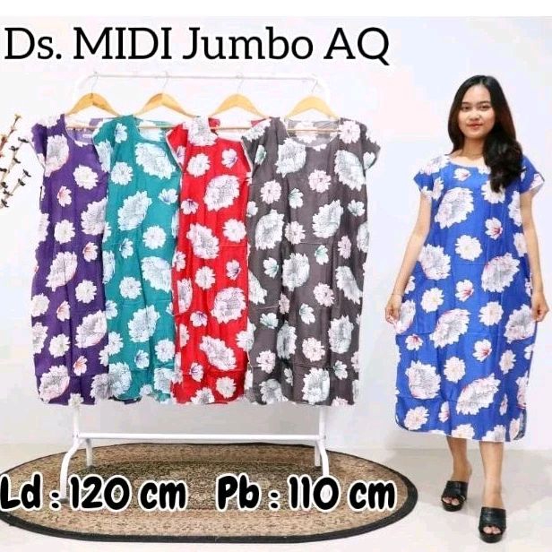 Daster midi Jumbo bunga  KJ  || GROSIR