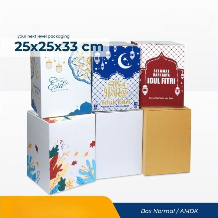 

(10 pcs) Kardus Parcel Idul Fitri Box Sembako Lebaran Box Hampers Idul Fitri EID Mubrak Ukuran 25x25x33 cm