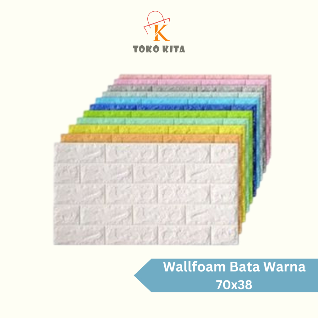 Wallpaper Dinding 3D Foam / Wallfoam Motif Batu Bata Warna High Quality 70x38 cm Tebal 3mm