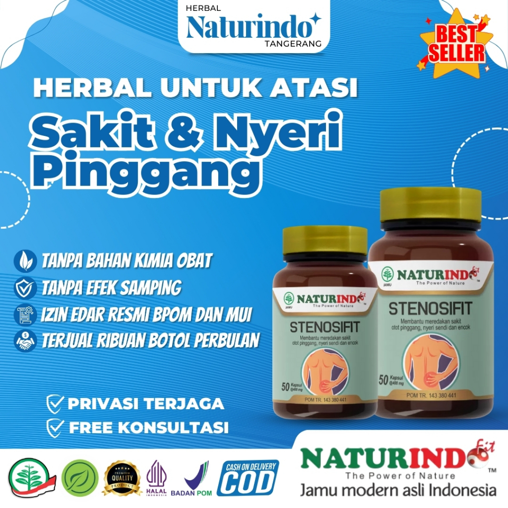 Obat Saraf Kejepit Encok Pinggang Herbal Naturindo Stenosifit