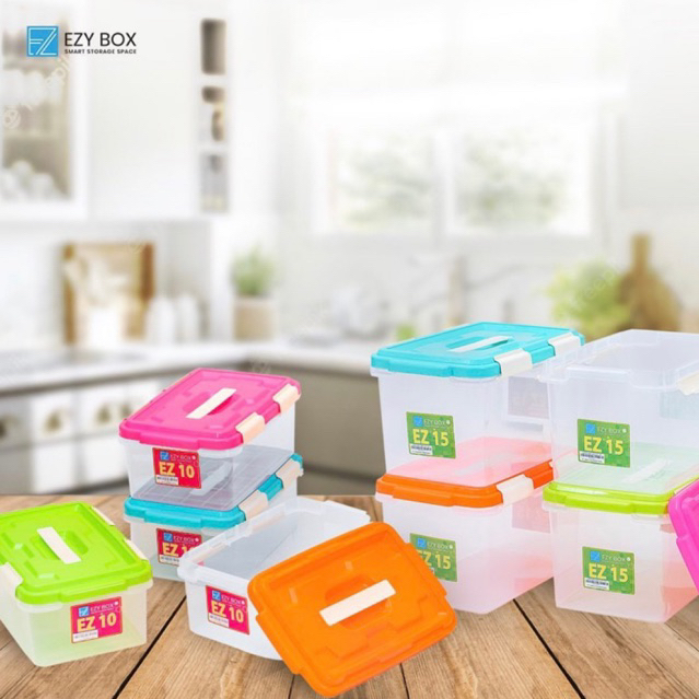Kontainer Box Plastik Ezy Cb 15 Liter Container box murah Transparan Kotak Penyimpanan Barang Serbag