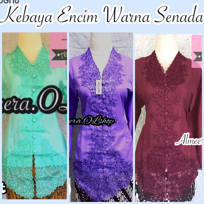 kebaya encim bordir warna senada kebaya kartini ukuran  jumbo 4L 5L 6L 7L LD 130 cm