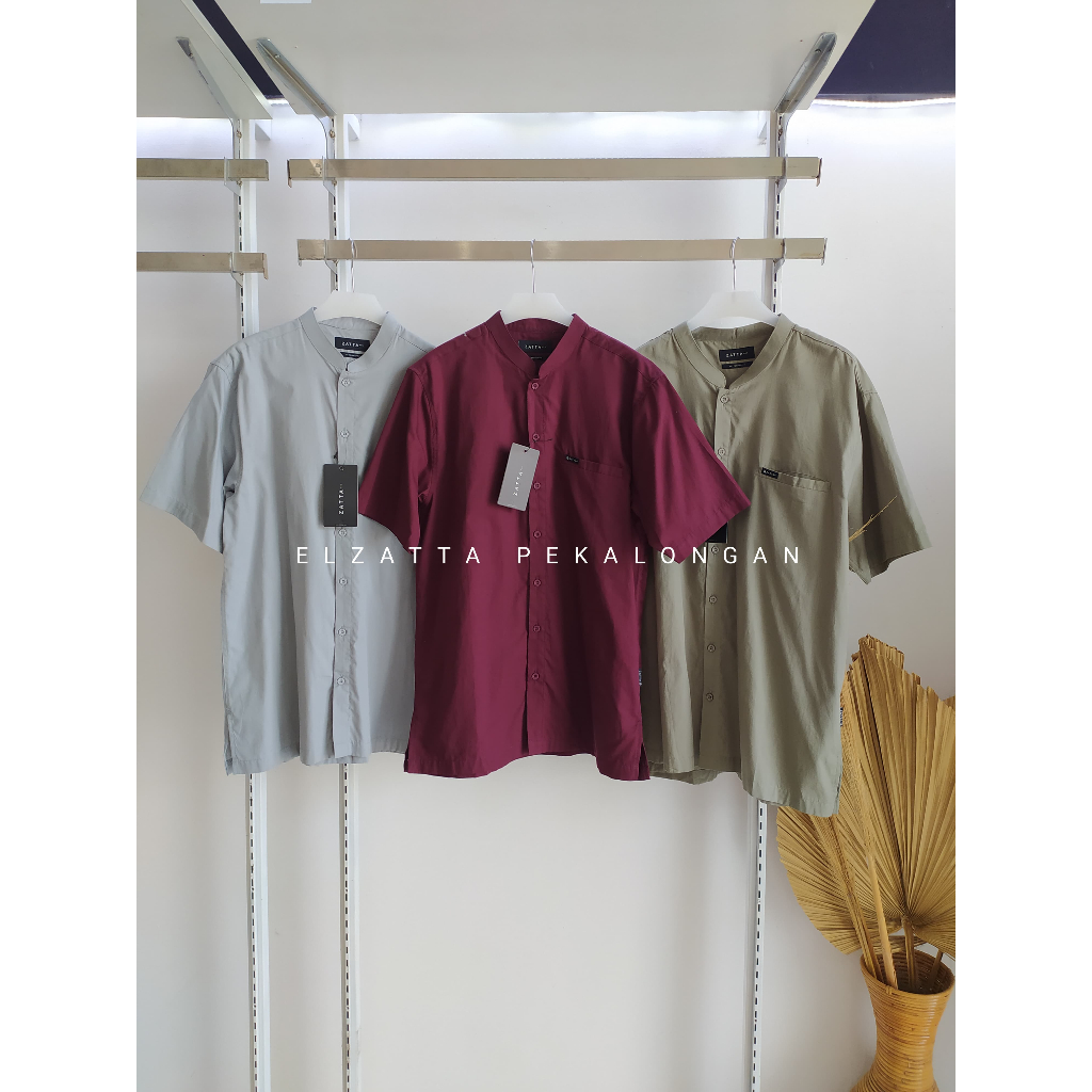 ZATTA MEN BAJU MUSLIM PRIA POLOS TERBARU KOKO KATUN LENGAN PENDEK