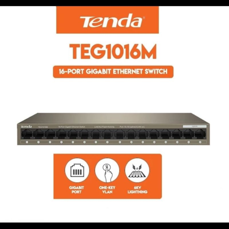 TENDA TEG1016M 16-Port Switch Hub Gigabit Support VLAN